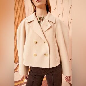 Ulla Johnson Coralie Jacket Wool Double Breasted Coat Bone Beige